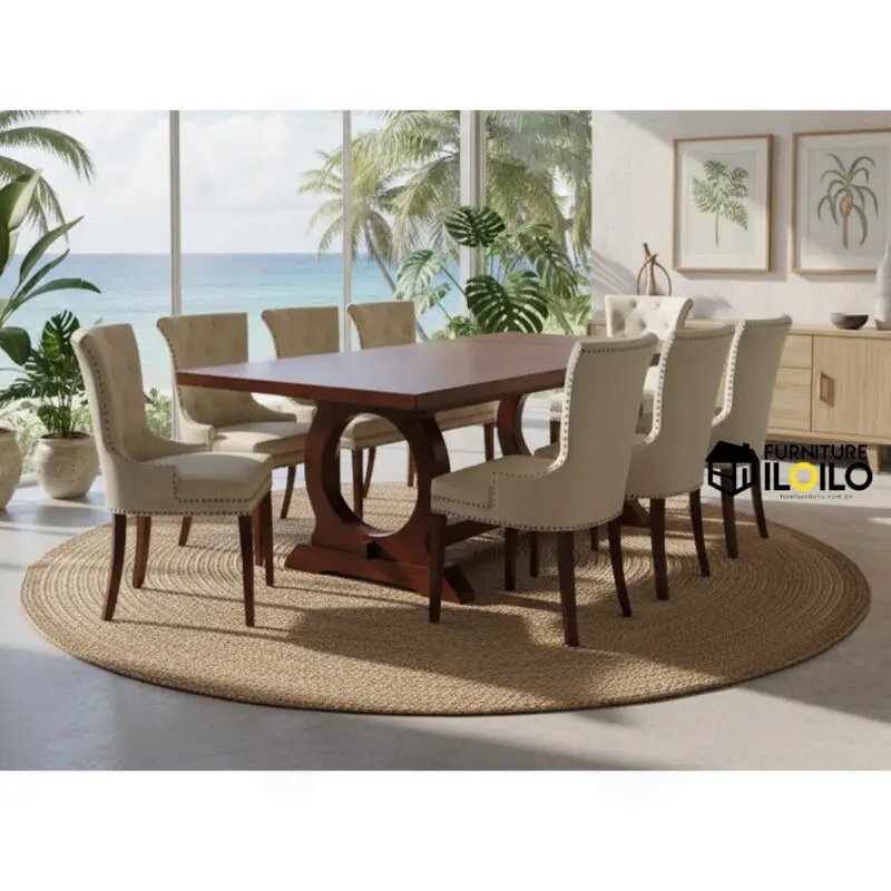 Niyato Rectangular Dining Table Set Mahogany, Eight Seater, 10