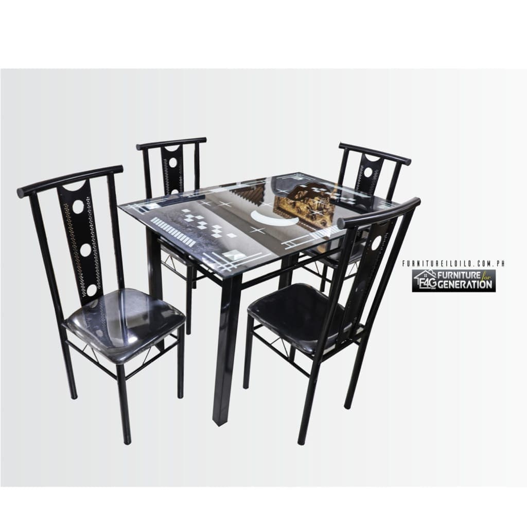 Shouko Glass Dining Table Set 4 Four Seater