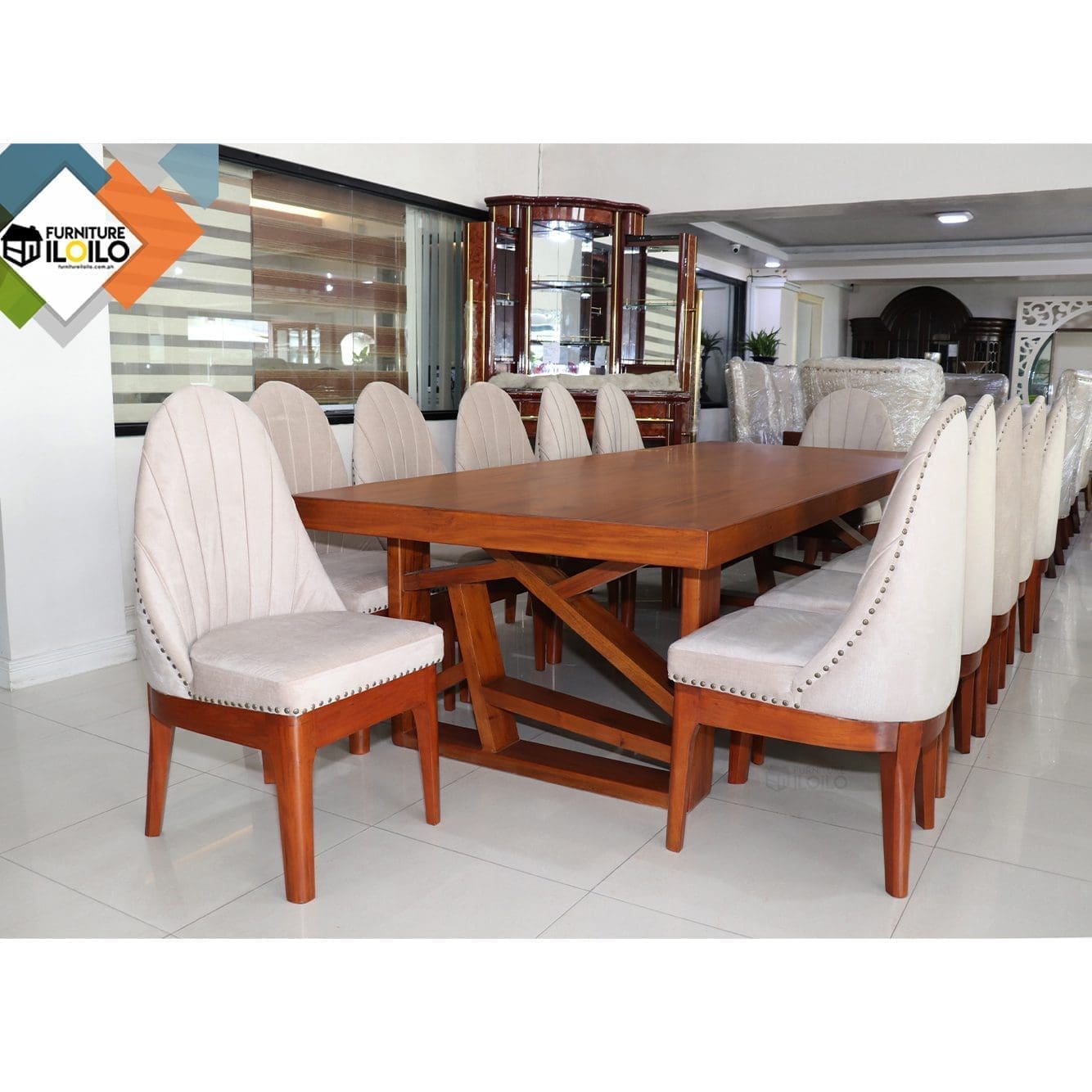 Rayqyaza Rectangular Acacia Dining Table Set 12 Twelve Seater 