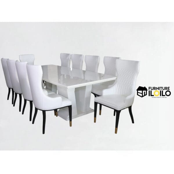 Misdreavus Rectangular Marble Design Top Dining Table Set 10 Ten Seater