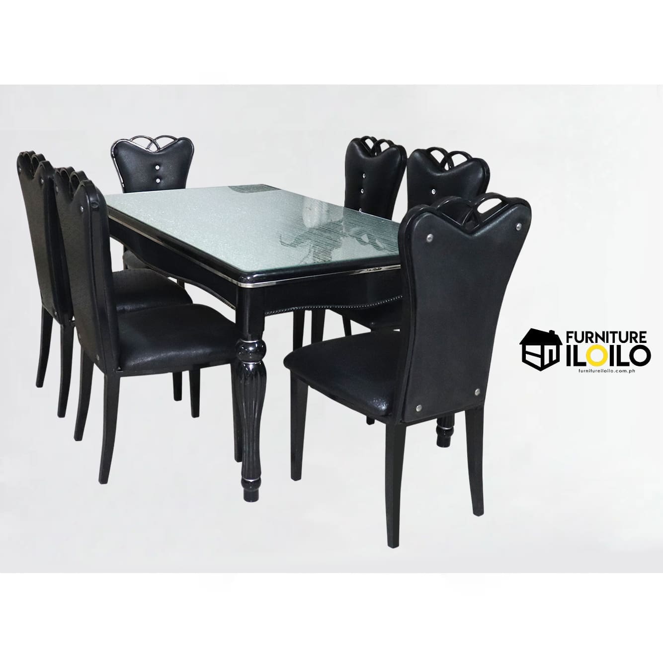 Ross Rectangular Glass Dining Table Set Six Seater  - Main Image