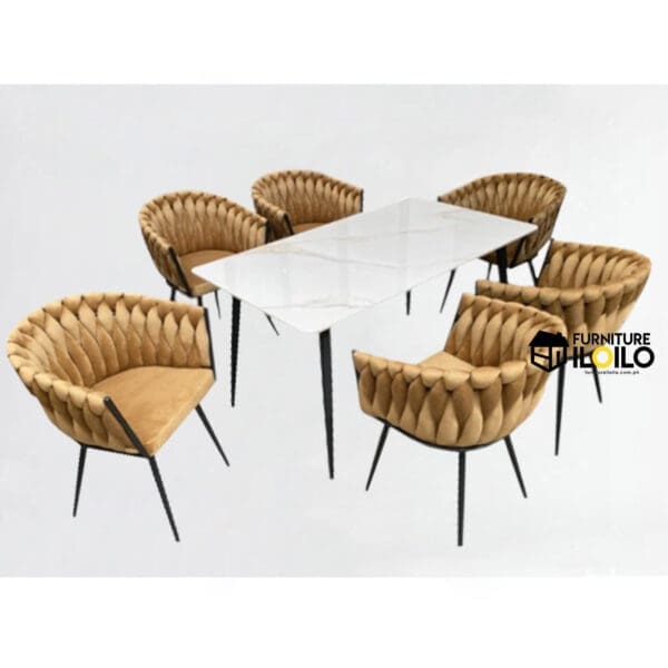 Melkiu Rectangular Sintered Stone Dining Table Set 6 Six Seater